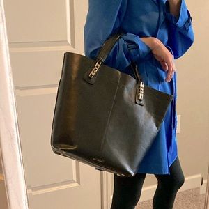 Black BCBG Leather Tote w Gold Accents & 2 Wallets